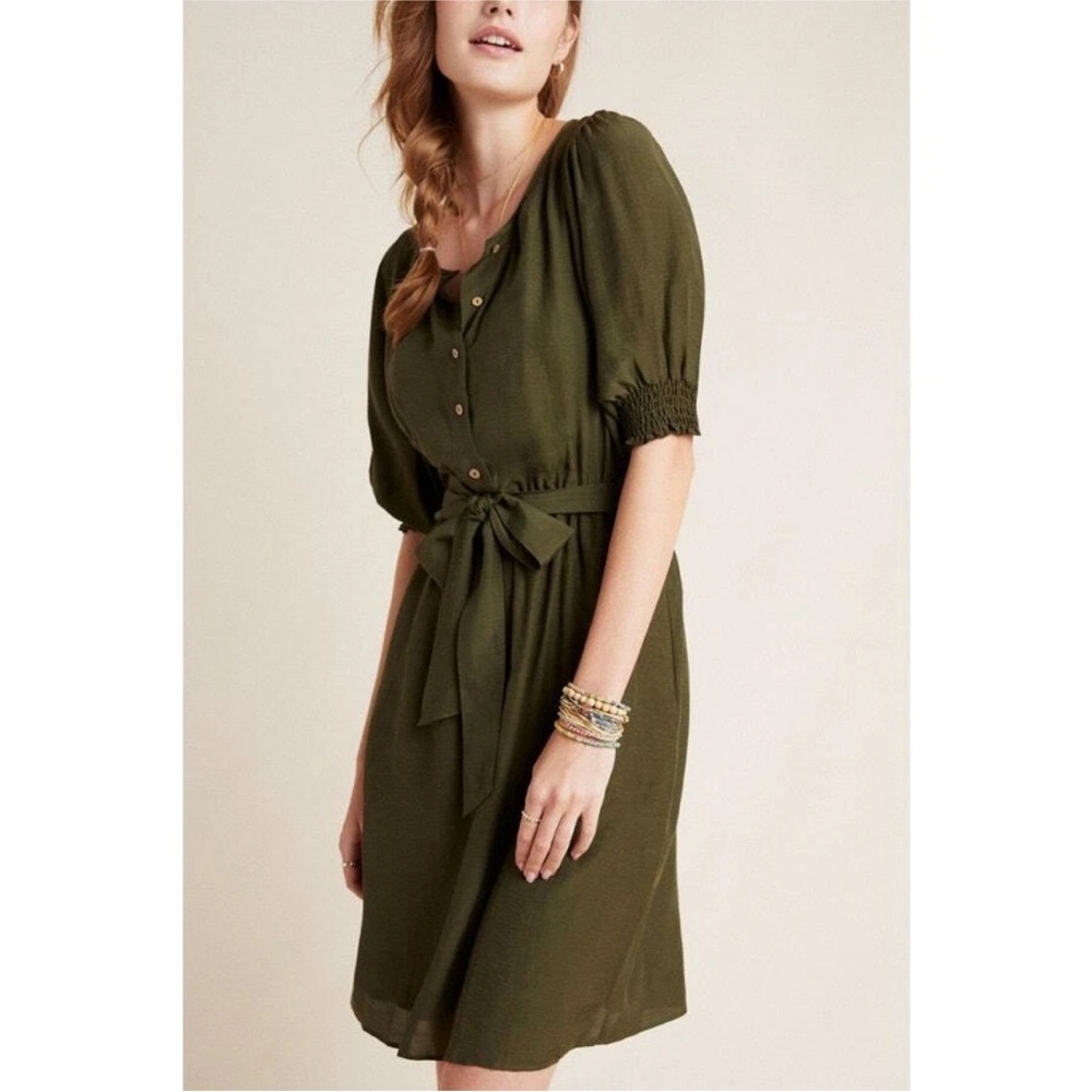 Anthropologie Forest Green Midi Dress